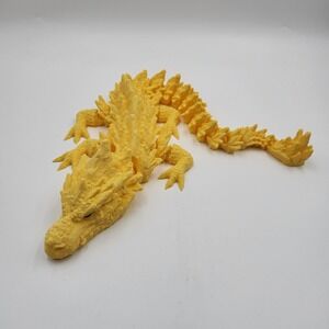3D Printed Articulated Rock Dragon Toy Fantasy‎ Fun Display Large Movable Yellow